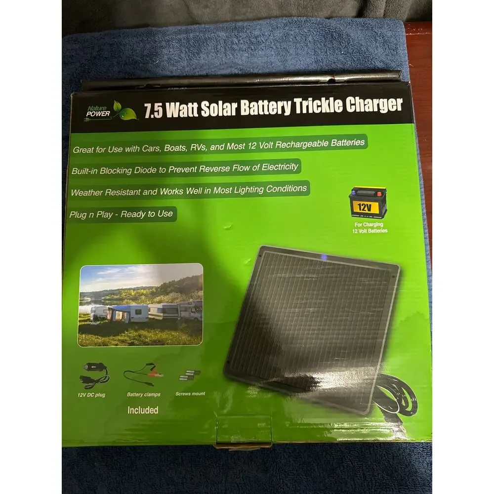 7.5W Amorphous Solar Panel 12V Battery Trickle Charger Outdoor Power Supply P-21